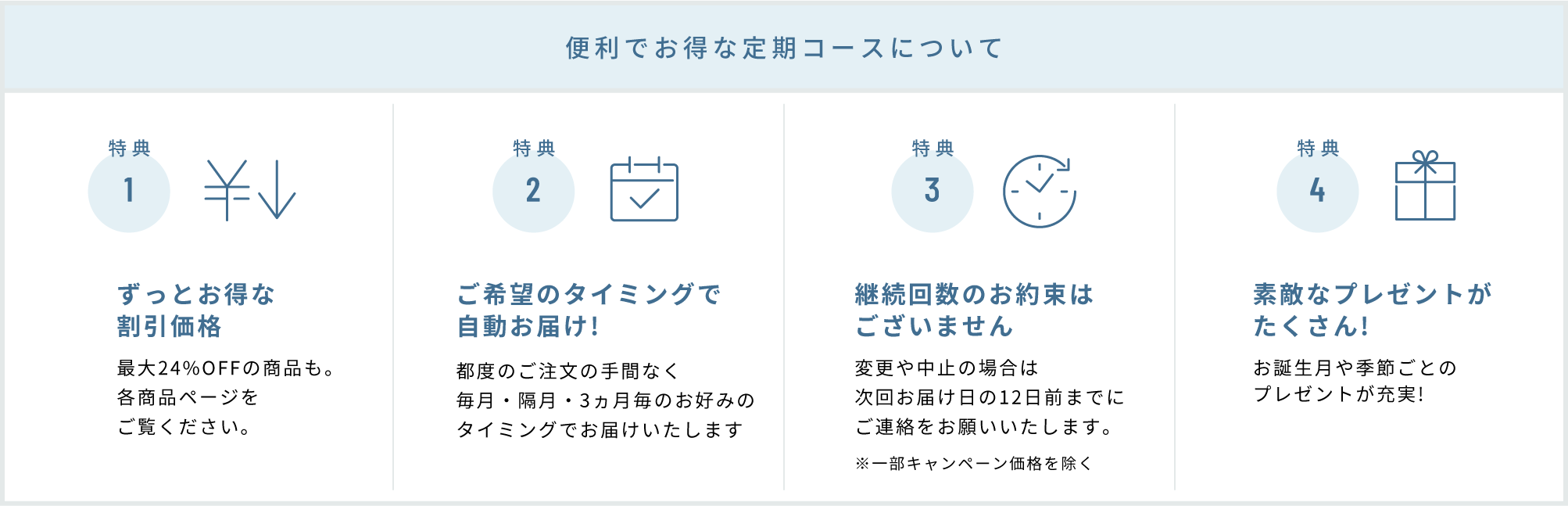 便利でオトクな定期コースについて